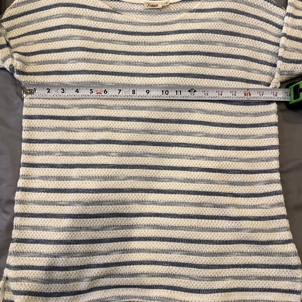 Faherty Striped 3/4 Sleeve Knit Textured Top Coastal Grandma Fisherman Women S - Picture 6 of 7